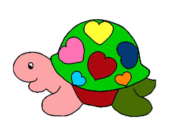 Dibujo Tortuga con corazones pintado por xarito