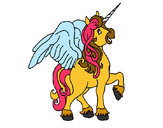 Dibujo Unicornio con alas pintado por Dibujada