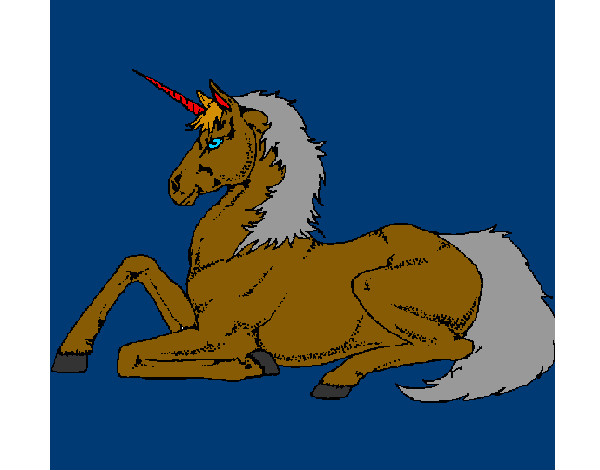 Dibujo Unicornio sentado pintado por DaANIII