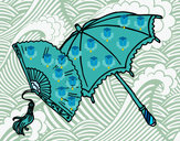 Dibujo Abanico y paraguas pintado por fernanda23