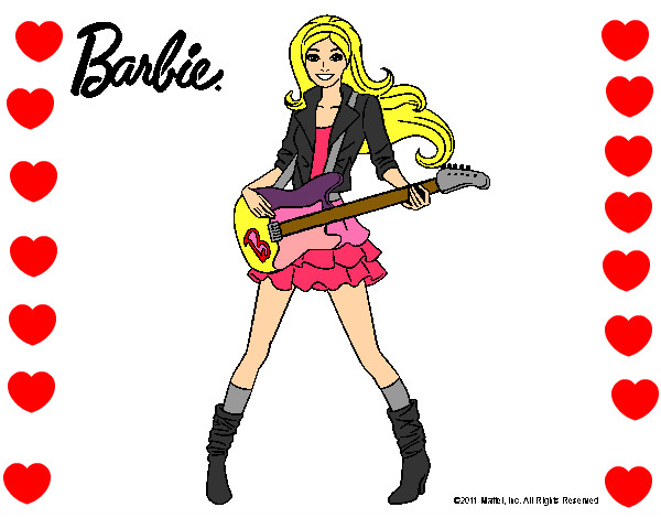 Dibujo Barbie guitarrista pintado por Montalvo