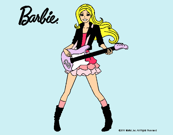 Dibujo Barbie guitarrista pintado por Vianccah