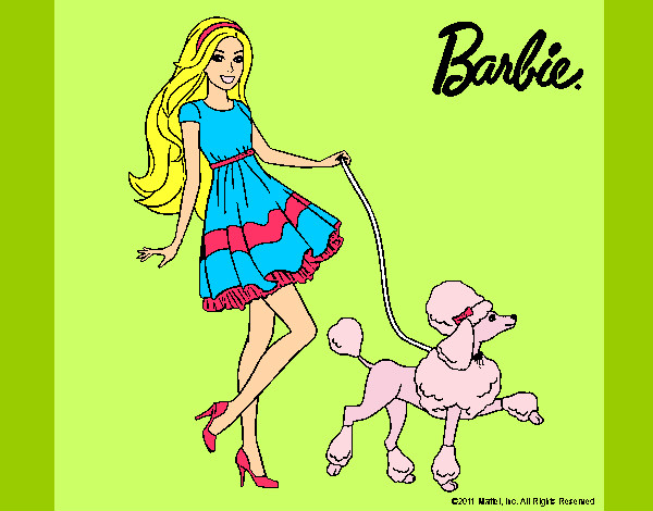 Dibujo Barbie paseando a su mascota pintado por Anita000