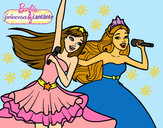 Dibujo Barbie y la princesa cantando pintado por Albi1D