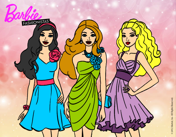 Dibujo Barbie y sus amigas vestidas de fiesta pintado por Anita000