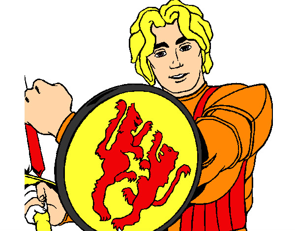 Dibujo Caballero con escudo de león pintado por DEMIAN4