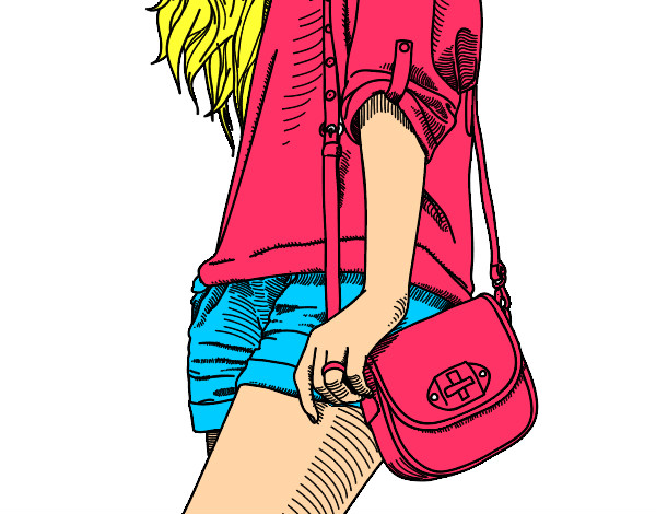 Dibujo Chica con bolso pintado por janeth9
