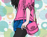 Dibujo Chica con bolso pintado por lufer