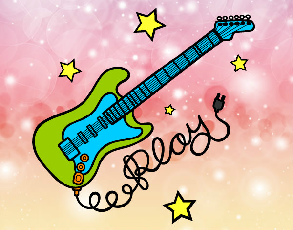 Dibujo Guitarra y estrellas pintado por lufer