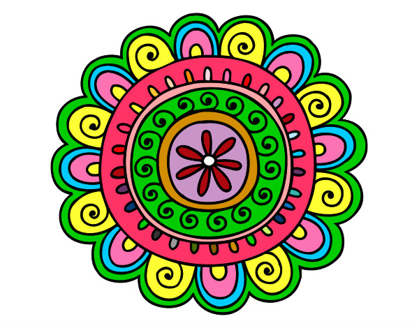 Dibujo Mandala alegre pintado por meie