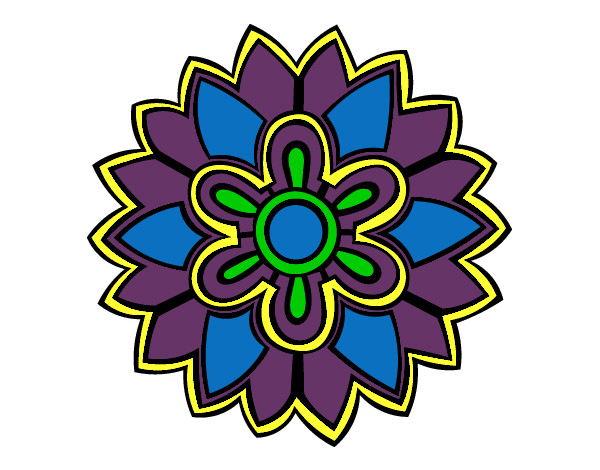 Dibujo Mándala con forma de flor weiss pintado por Montalvo