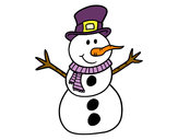 Dibujo Muñeco de nieve con sombrero pintado por yoiner