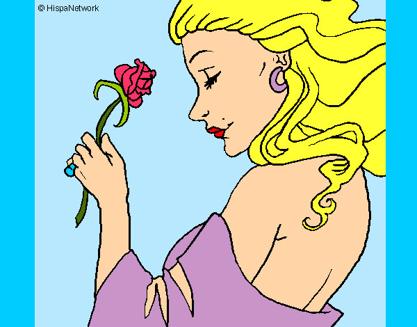 Dibujo Princesa con una rosa pintado por Anita000