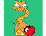 Dibujo Serpiente y manzana pintado por moko