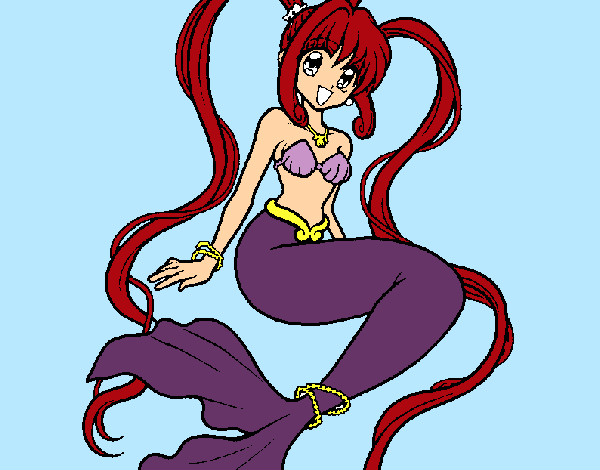 Dibujo Sirena con perlas pintado por lila0026
