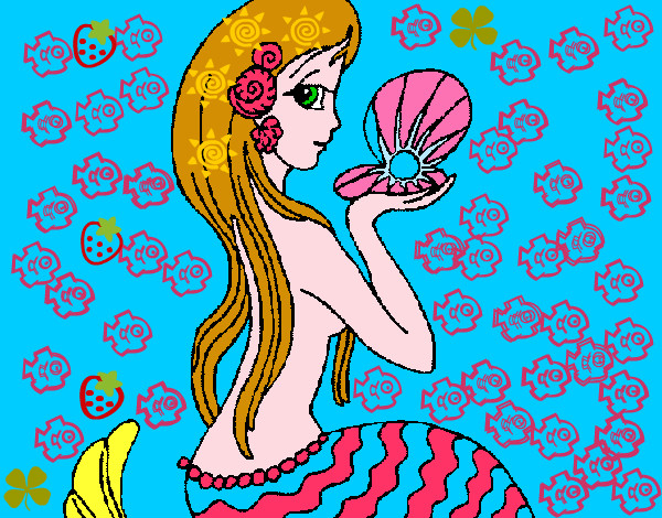 Dibujo Sirena y perla pintado por andrea1415