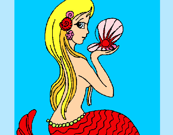 Dibujo Sirena y perla pintado por charlestom
