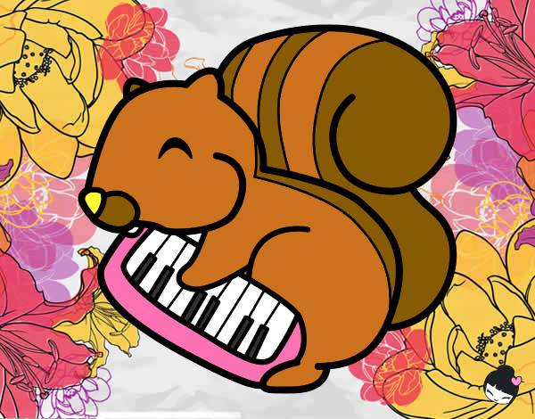Dibujo Ardilla pianista pintado por meli-2001