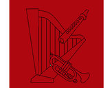 Dibujo Arpa, flauta y trompeta pintado por rodri08