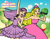 Dibujo Barbie y la princesa cantando pintado por lucelena