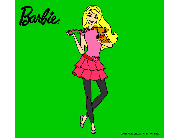 Dibujo Barbie y su mascota pintado por Johaa