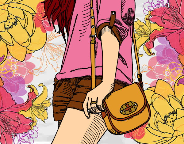Dibujo Chica con bolso pintado por ramoncita