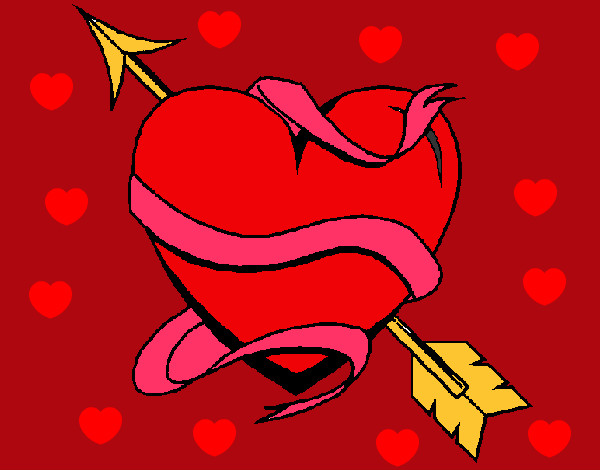 Dibujo Corazón con flecha pintado por karia