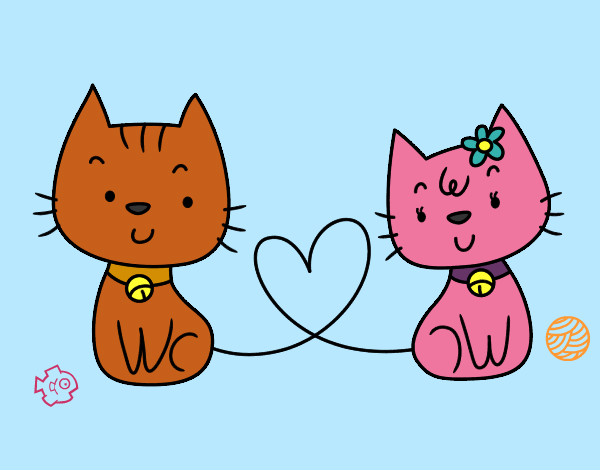 Dibujo Gatos enamorados pintado por ramoncita