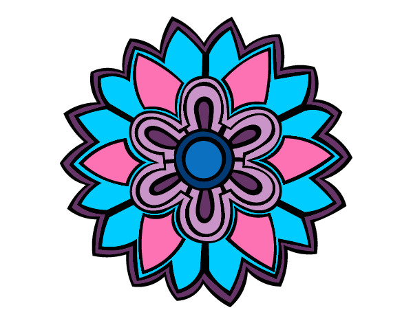 Dibujo Mándala con forma de flor weiss pintado por lunaley