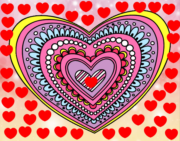 Dibujo Mandala corazón pintado por roxie0711