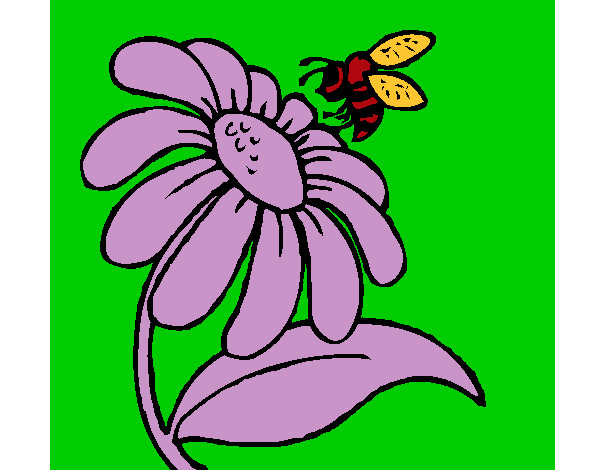 Dibujo Margarita con abeja pintado por valemiku