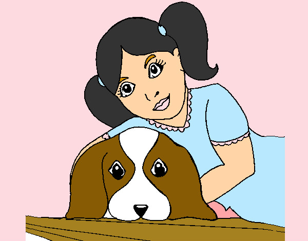 Dibujo Niña abrazando a su perro pintado por silvioa