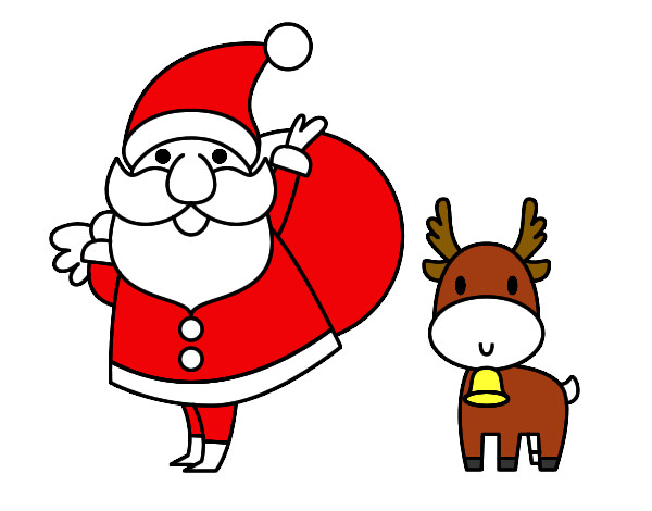 Dibujo Papá Noel y un reno pintado por abcem