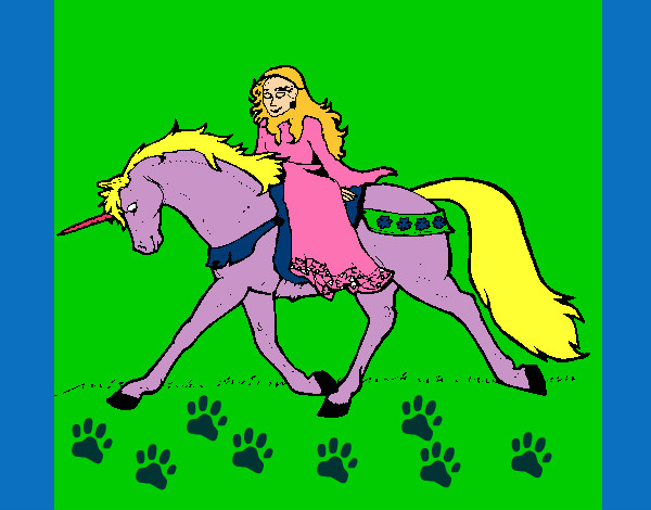 Dibujo Princesa en unicornio pintado por Albi1D