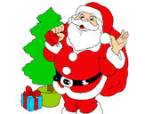 Dibujo Santa Claus y un árbol de navidad pintado por anaruizand