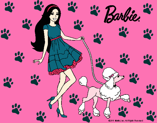 Dibujo Barbie paseando a su mascota pintado por AnaiDiriV