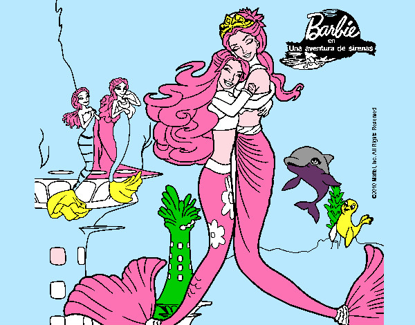 Dibujo Barbie sirena y la reina sirena pintado por leocar12