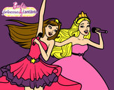 Dibujo Barbie y la princesa cantando pintado por melyna