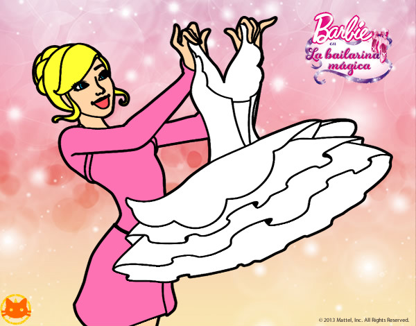 Dibujo Barbie y su vestido de ballet pintado por -Rainbowg-