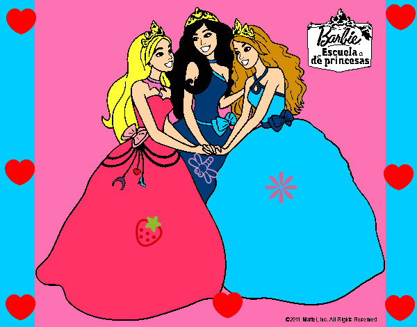 Dibujo Barbie y sus amigas princesas pintado por Anhel