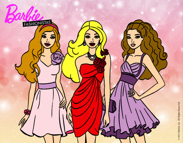 Dibujo Barbie y sus amigas vestidas de fiesta pintado por leire123
