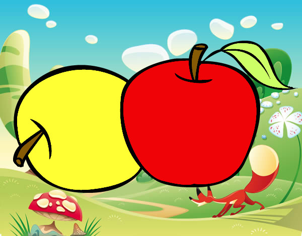 Dibujo Dos manzanas pintado por sebas2006
