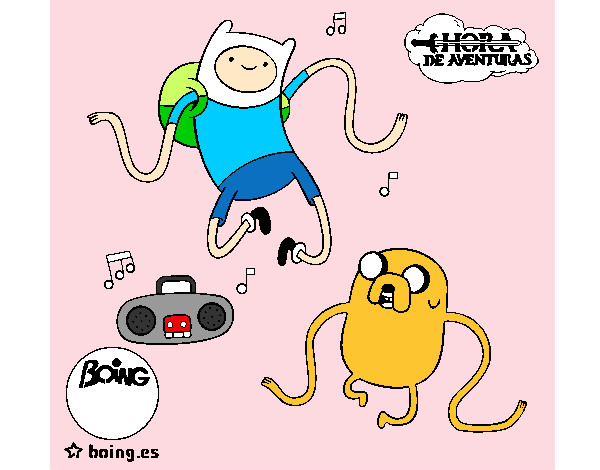 Dibujo Finn y Jake escuchando música pintado por ferxd