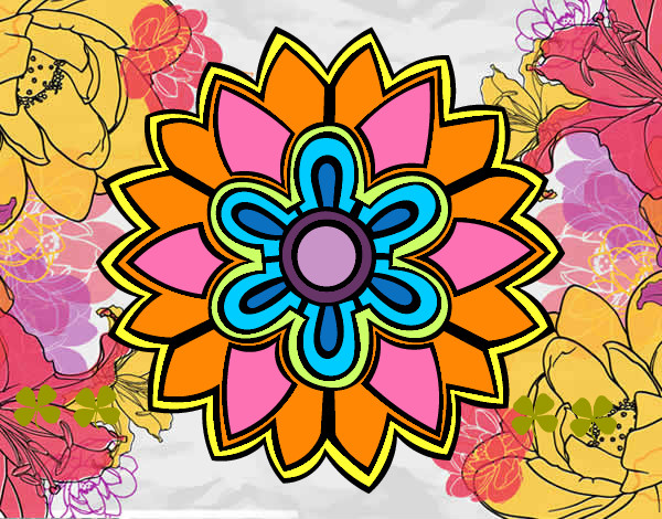 Dibujo Mándala con forma de flor weiss pintado por bessel