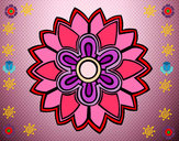 Dibujo Mándala con forma de flor weiss pintado por flaxi
