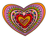 Dibujo Mandala corazón pintado por marchzoila