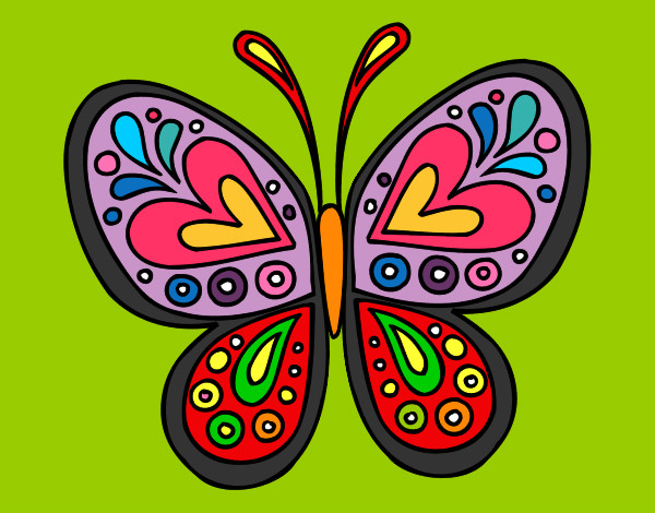 Dibujo Mandala mariposa pintado por +black1