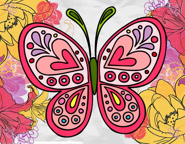 Dibujo Mandala mariposa pintado por bessel