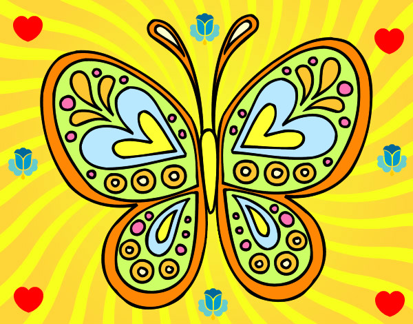 Dibujo Mandala mariposa pintado por flaxi