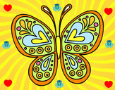 Dibujo Mandala mariposa pintado por flaxi